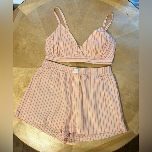 Only Other - Women’s Only by Old Navy Pink and White Striped Pajama Set